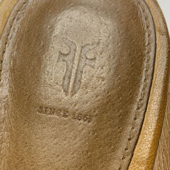 Frye Terry Gore Yellow Leather Slip On Flats Mules - Picture 7 of 12